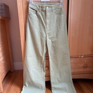 Spring Green Corduroy Wide Leg Pants-H&M